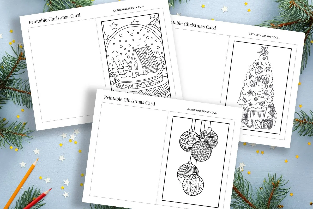 free printable christmas cards to colour — gathering beauty